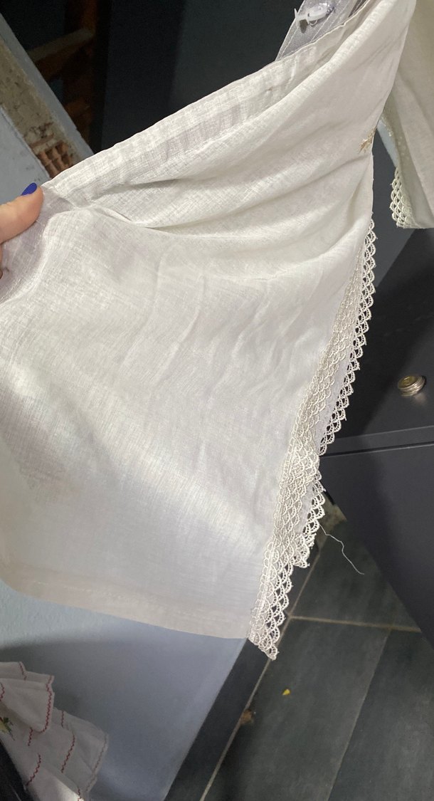 Nakışlı Bohem krem Rengi mutfak perdesi - Görsel 2