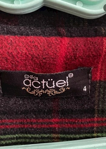 Kırmızı Ekose Düğmeli kadın Kaban - Görsel 2