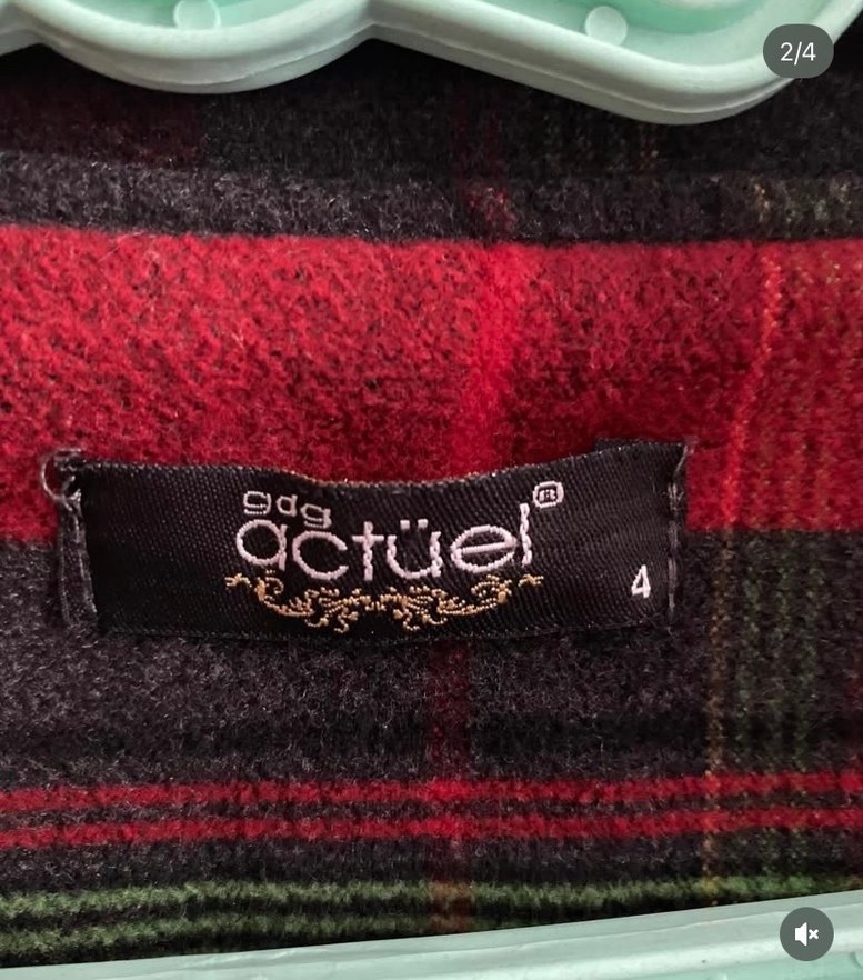 Kırmızı Ekose Düğmeli kadın Kaban - Görsel 2