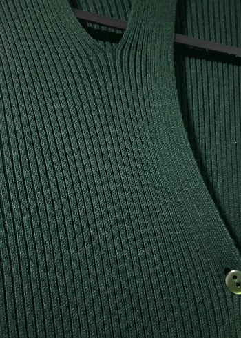 Düğmeli Uzun Kollu Yeşil Elbise - Görsel 3