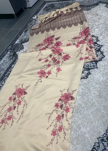 2 ADET Püsküllü çiçek desenli Kahverengi WİNTAGE perde - Görsel 5