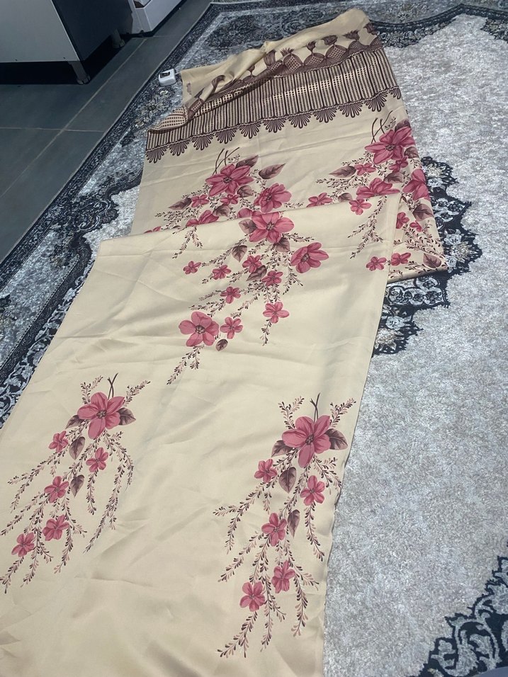 2 ADET Püsküllü çiçek desenli Kahverengi WİNTAGE perde - Görsel 5