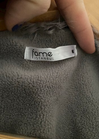 Gri Kürklü Kadın Midi Mont - Görsel 6