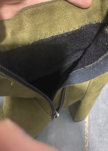 Kadın Haki Süet Toka Detaylı Topuklu Bot - Görsel 6