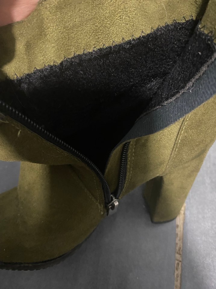 Kadın Haki Süet Toka Detaylı Topuklu Bot - Görsel 2