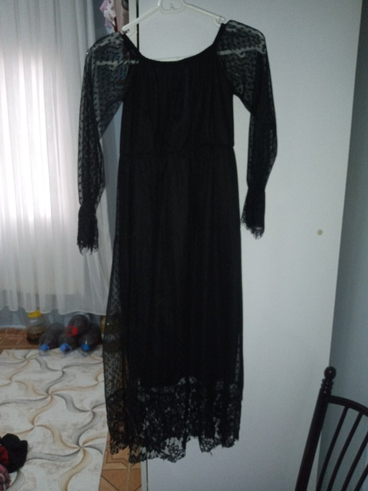 Uzun Kollu Siyah Gotik Uzun Elbise — görsel 2/3