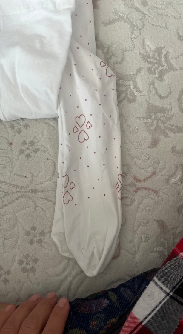 Nakışlı Beyaz Kız Çocuk Külotlu Çorap - Görsel 2