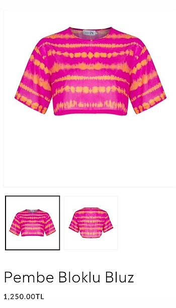 xs Beden New In Pembe Bloklu Crop-Etek