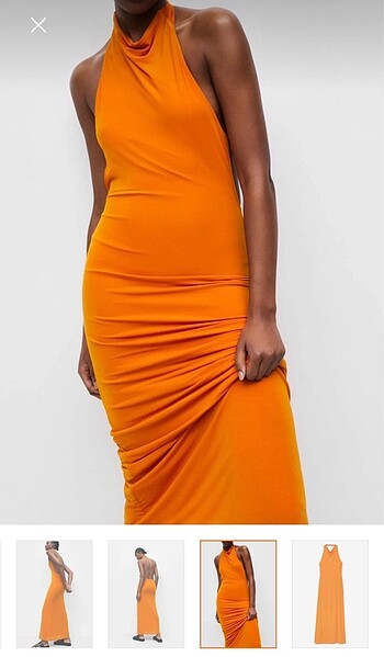 xs Beden Pull&Bear Turuncu Midi elbise