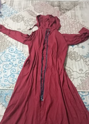 Bordo Uzun Kollu Rahat Kadın Elbisesi - Görsel 2