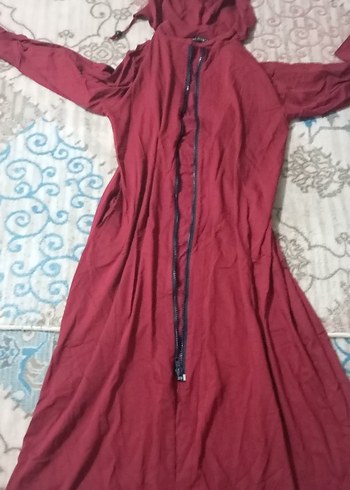 Bordo Uzun Kollu Rahat Kadın Elbisesi - Görsel 5