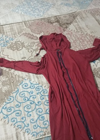 Bordo Uzun Kollu Rahat Kadın Elbisesi - Görsel 3