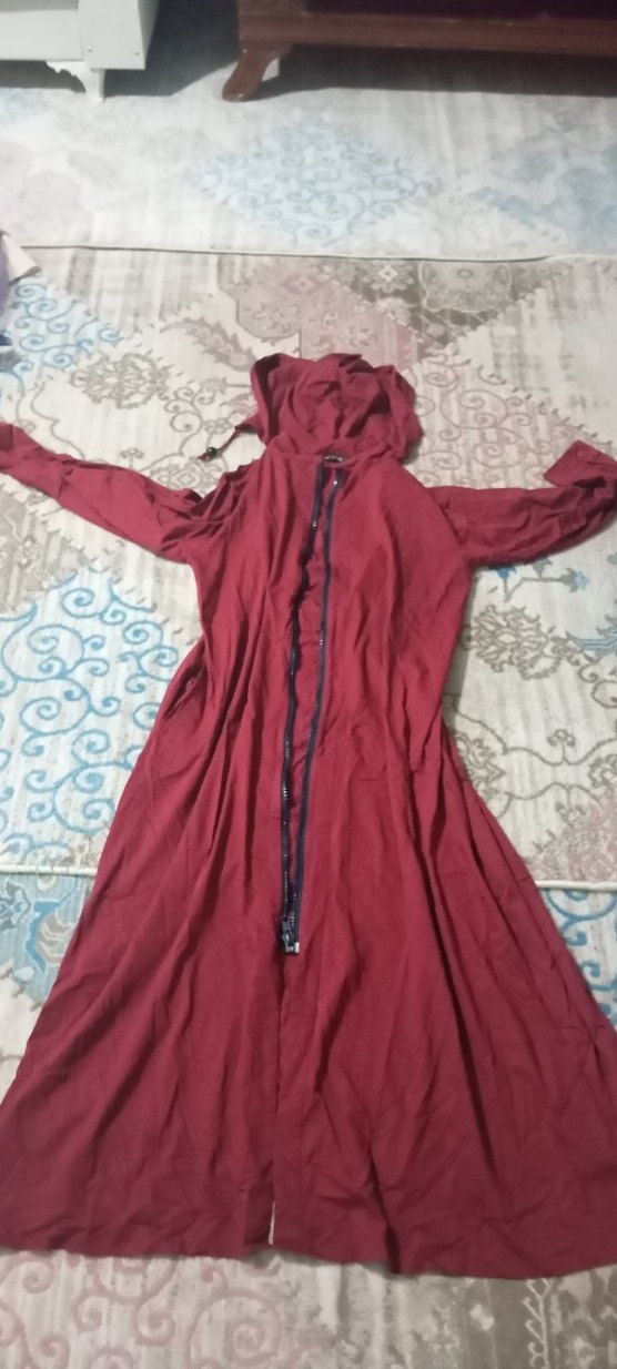 Bordo Uzun Kollu Rahat Kadın Elbisesi - Görsel 2