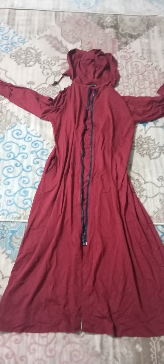 Bordo Uzun Kollu Rahat Kadın Elbisesi - Görsel 5