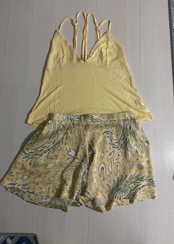 Sarı Bohem Dantel Detaylı Pijama
