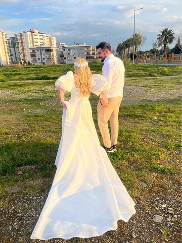 Nikah Elbisesi Kuyruklu ve Balon Kol - Görsel 7