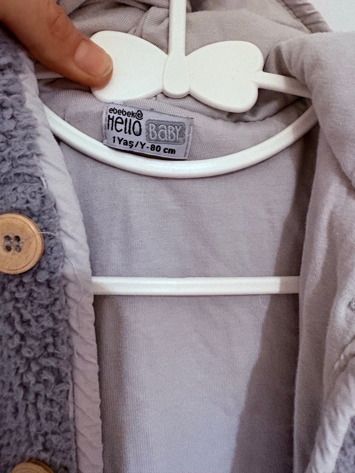 Teddy 1 yaş - Gri Peluş Bebek Tulumu Kulak Detaylı - Görsel 3