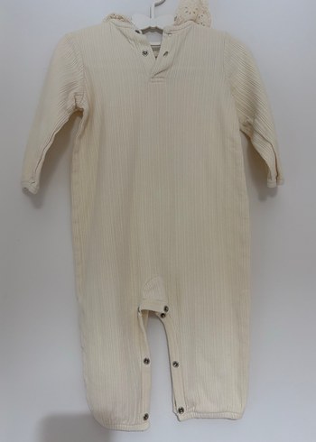 9-12 ay Dantel yaka , Düğmeli Beyaz Bebek Kız Tulumu Lcw - Görsel 2