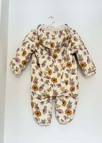 Astronot Tulumu -  Çiçek Desenli Beyaz Bebek Kız Tulumu 9-12 ay - Görsel 2