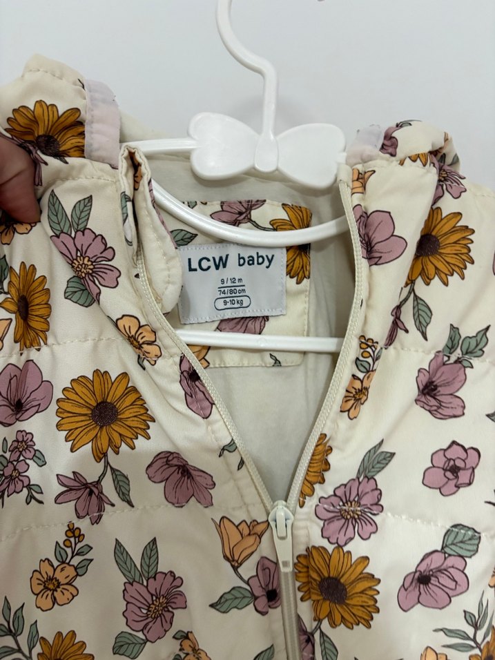 Astronot Tulumu -  Çiçek Desenli Beyaz Bebek Kız Tulumu 9-12 ay - Görsel 3