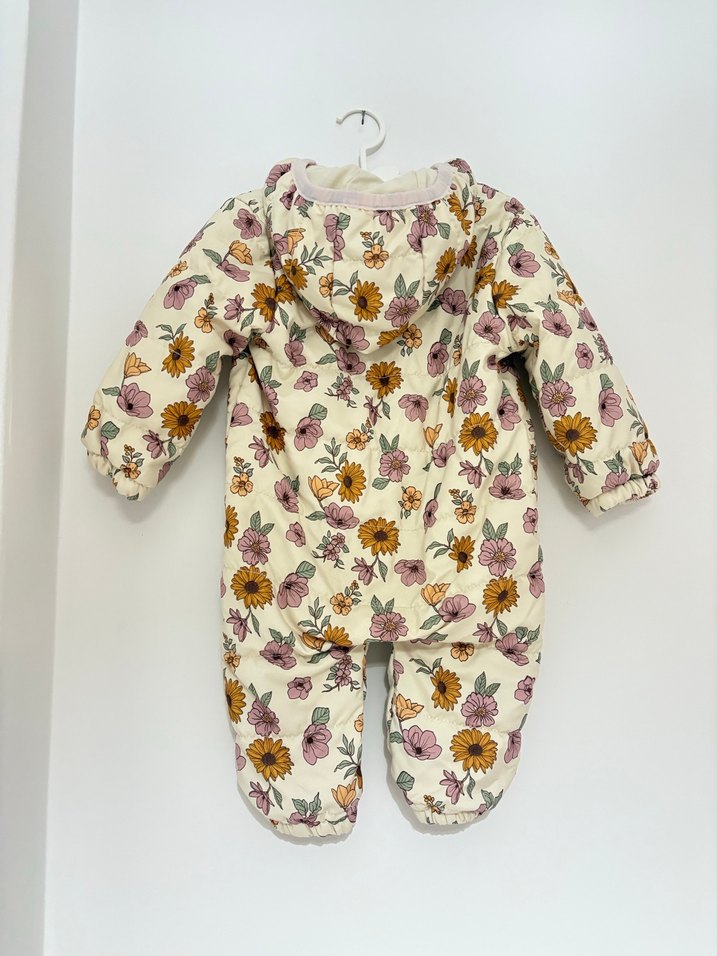 Astronot Tulumu -  Çiçek Desenli Beyaz Bebek Kız Tulumu 9-12 ay - Görsel 2