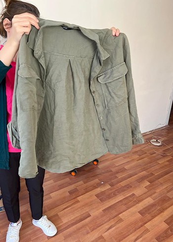 Düğmeli Loose Fit Keten Gömlek