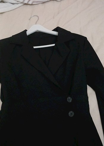 Düğmeli Siyah Uzun Kadın elbise - Görsel 2