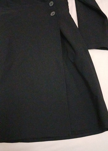 Düğmeli Siyah Uzun Kadın elbise - Görsel 3