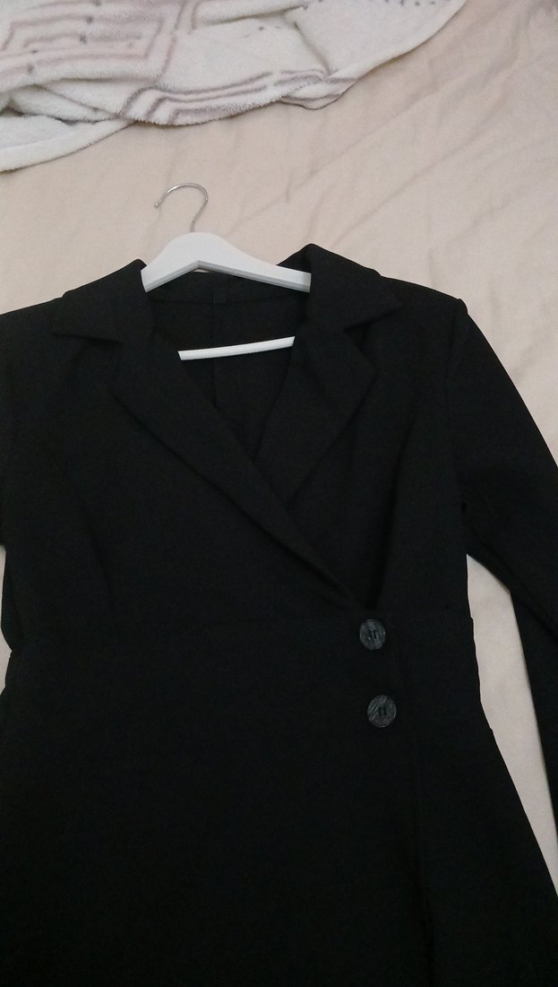 Düğmeli Siyah Uzun Kadın elbise - Görsel 2