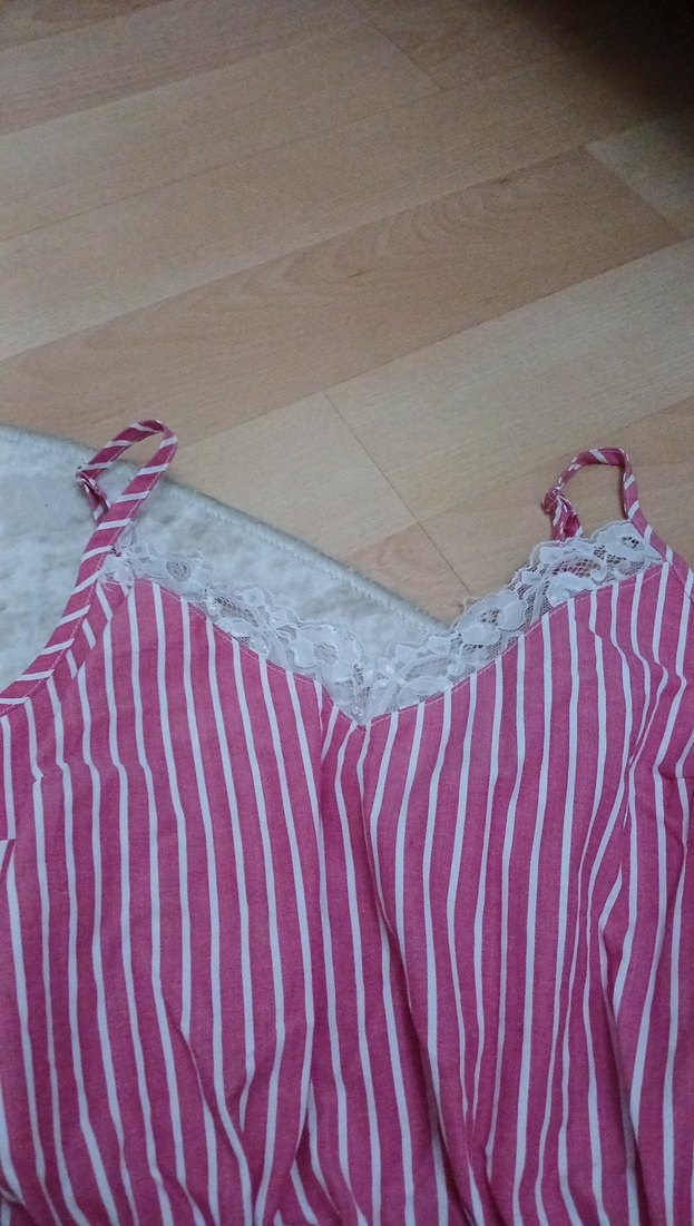 Dantel Detaylı Pembe Çizgili kadin Tulum - Görsel 4