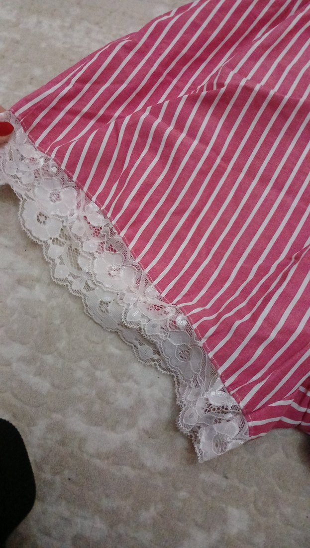 Dantel Detaylı Pembe Çizgili kadin Tulum - Görsel 2