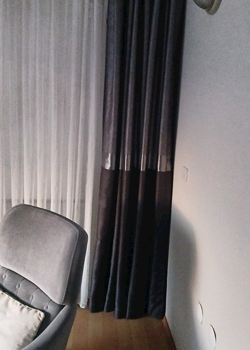 Modern Gri Düz Fon Perde - Görsel 2