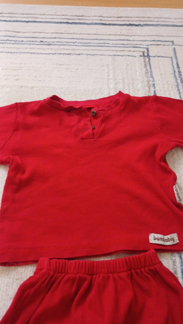 Kırmızı Bebek Uzun Kollu Takım - Görsel 3