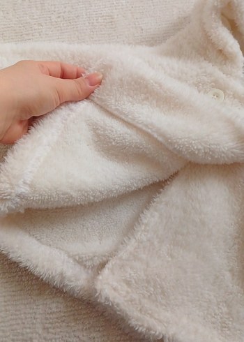 beyaz kiz cocuk pelus mont - Görsel 4