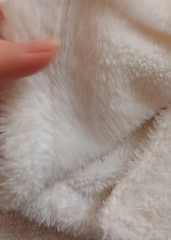 beyaz kiz cocuk pelus mont - Görsel 5