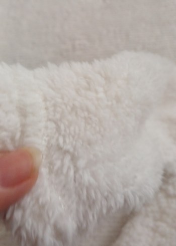 beyaz kiz cocuk pelus mont - Görsel 6