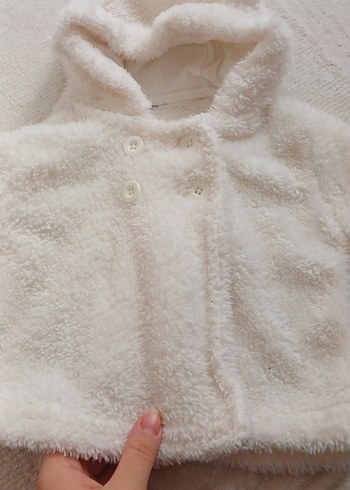 beyaz kiz cocuk pelus mont - Görsel 2