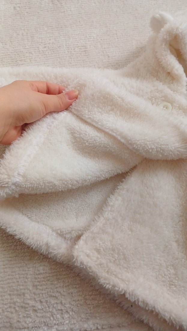 beyaz kiz cocuk pelus mont - Görsel 4