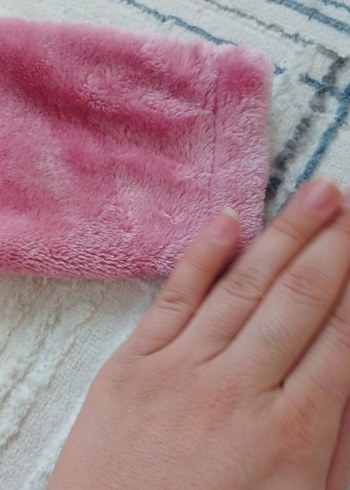 Kız Çocuk Kapüşonlu Pembe Peluş Ceket - Görsel 5