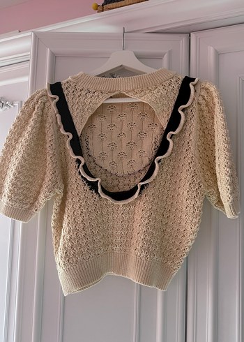 Bej Nakışlı Örgü Bohem Kadın Kazak - Görsel 2