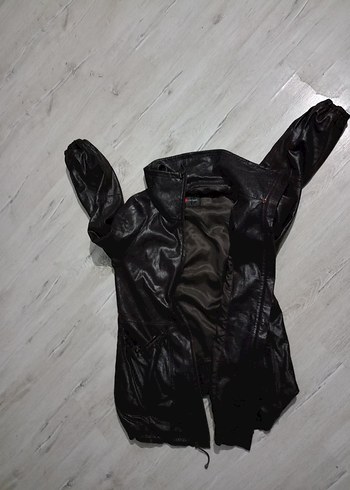 LC Waikiki Kadın Siyah Deri Biker Ceket
