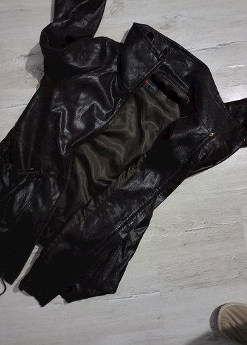 Kadın Siyah Deri Biker Ceket