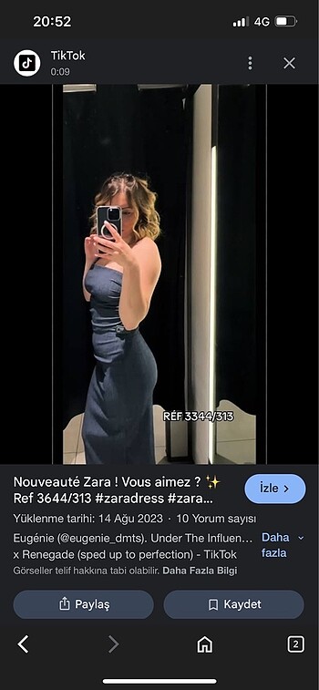 s Beden mavi Renk Zara straplez elbise