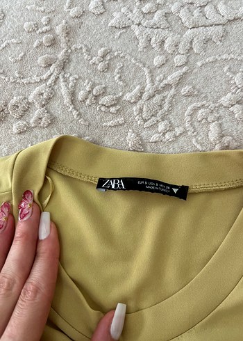 s Beden sarı Renk Zara drapeli mini elbise