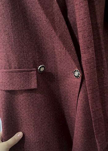 Bordo Uzun Kollu Kadın Kemerli takım - Görsel 3