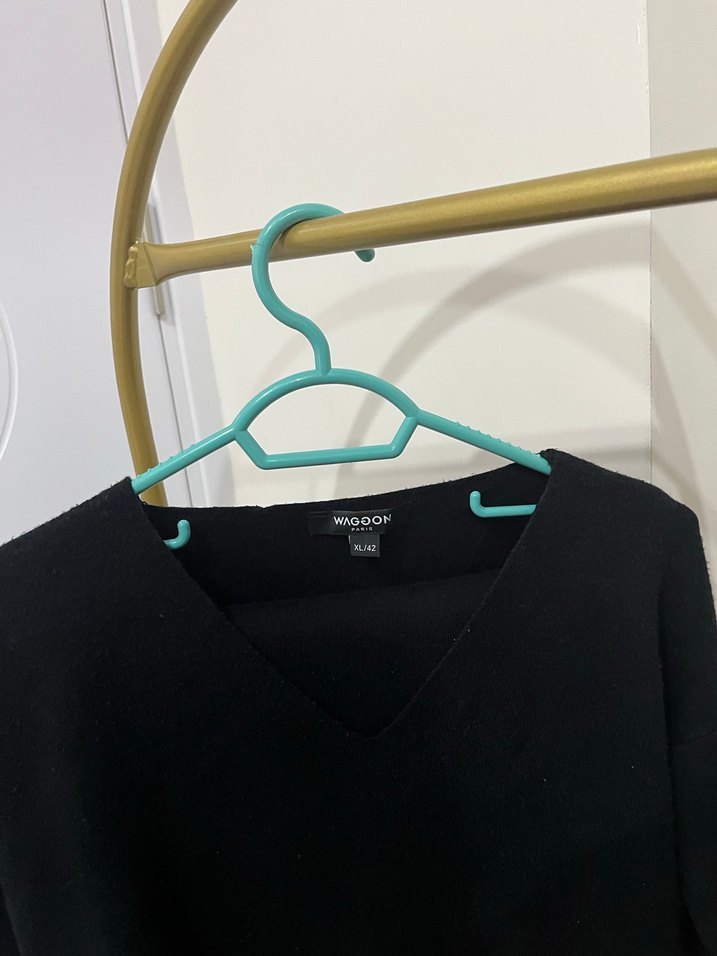 Siyah Midi Kadın kalın triko takım - Görsel 3