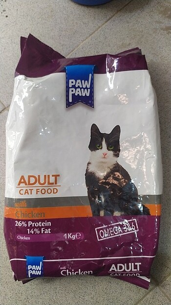 Pawpaw kedi maması 1kg tavuklu kapalı ambalaj