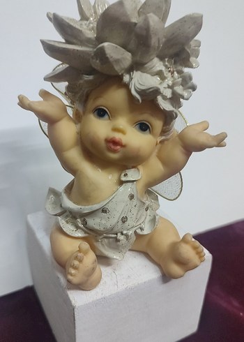 2 adet Beyaz Pastel Renkli Melek Biblo