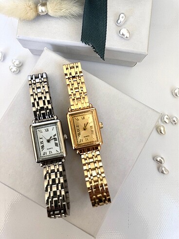 Vintage model roma rakam dikdörtgen saat çelik gold silver