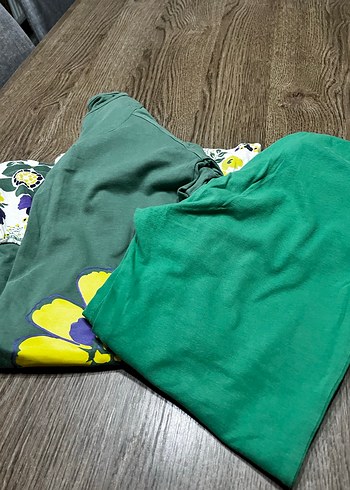 Rahat Kesim Yeşil Çiçekli Kız çocuk tunik tayt  Takım - Görsel 6